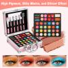 Anpro All-In-One Makeup Kit for Girls 10-12 with Case, Pro Teen Makeup Set, Tween Makeup Kit, Full Starter Make Up Kit with Brushes, Eyeshadow Palette, Blushes, Glitter Gel, Temporary Tattoo Stickers view 3