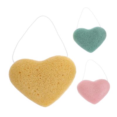 Gogogmee 3pcs Heart-Shaped Facial Sponges for Gentle Cleansing and Exfoliating Deep Clean Makeup Remover Pads for Sensitive Skin and Face Cleaning Essentials