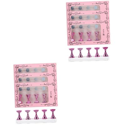 NOLITOY 40 Pcs Nail Sticker Display Stand Fingernail Practice Stand Acrylic Nail Stand Nail Art Practice Stand Nail Practice Base Nail Tip Holder Japanese Nail Chips Pink Plastic
