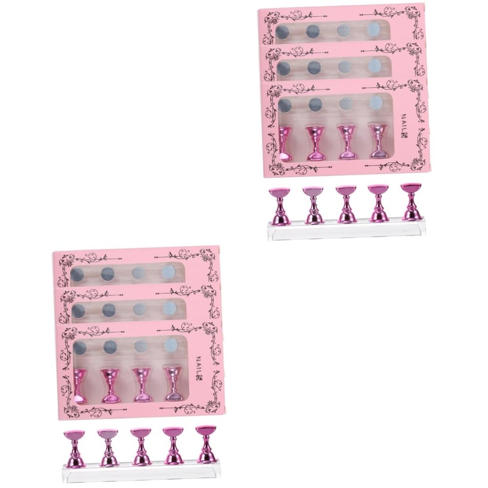 NOLITOY 40 Pcs Nail Sticker Display Stand Fingernail Practice Stand Acrylic Nail Stand Nail Art Practice Stand Nail Practice Base Nail Tip Holder Japanese Nail Chips Pink Plastic