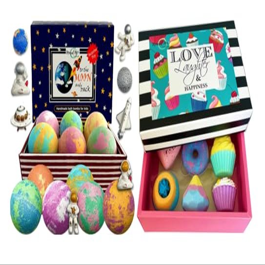 Bath Bombs for Girls, 6 Aromatherapy Bathbombs with Natural and Organic Ingredients, Skin Moisturizing, Galaxy Bath Bombs for Kids with Surprise Inside, Bubble Bath Bombs w/Outer Space Planet Toys