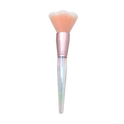 Outanaya Golden Round Head Makeup Brush for Loose Powder Lightweight Plastic Handle Soft White Bristles for Application Cat Paw Design Portable and Durable Cosmetic Tool
