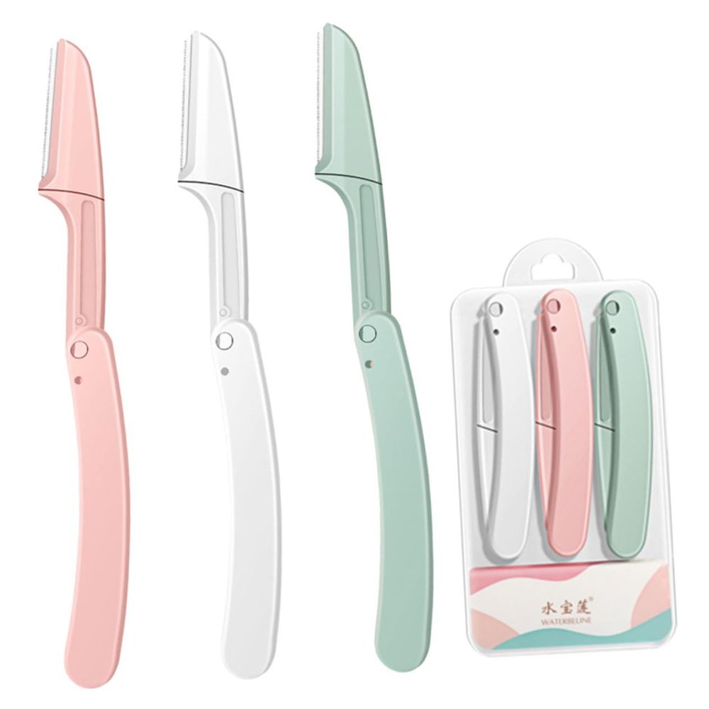FRCOLOR 18pcs Facial Razor for Women Precision Eyebrow Shaver Replacement Blades Sturdy Material Non-Slip Grip for Makeup