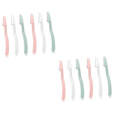 FRCOLOR 12pcs Women Eyebrow Razor Non-slip Grip Trimmer Shaver for Makeup Portable Eyebrow Trimming Tool for Face Hair Removal