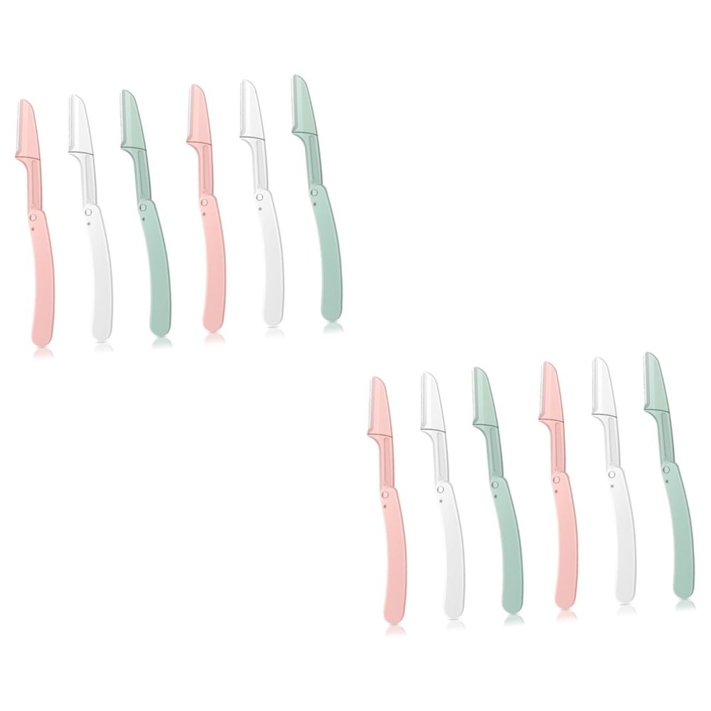 FRCOLOR 12pcs Women Eyebrow Razor Non-slip Grip Trimmer Shaver for Makeup Portable Eyebrow Trimming Tool for Face Hair Removal