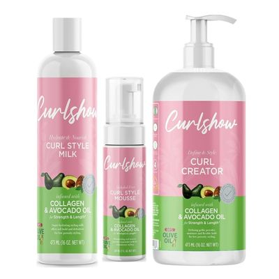 ORS Olive Oil Curlshow Curl Style Creator Milk Infused with Collagen & Avocado, Hair Styling Mousse for Curl Creation - 2 Count Bundle