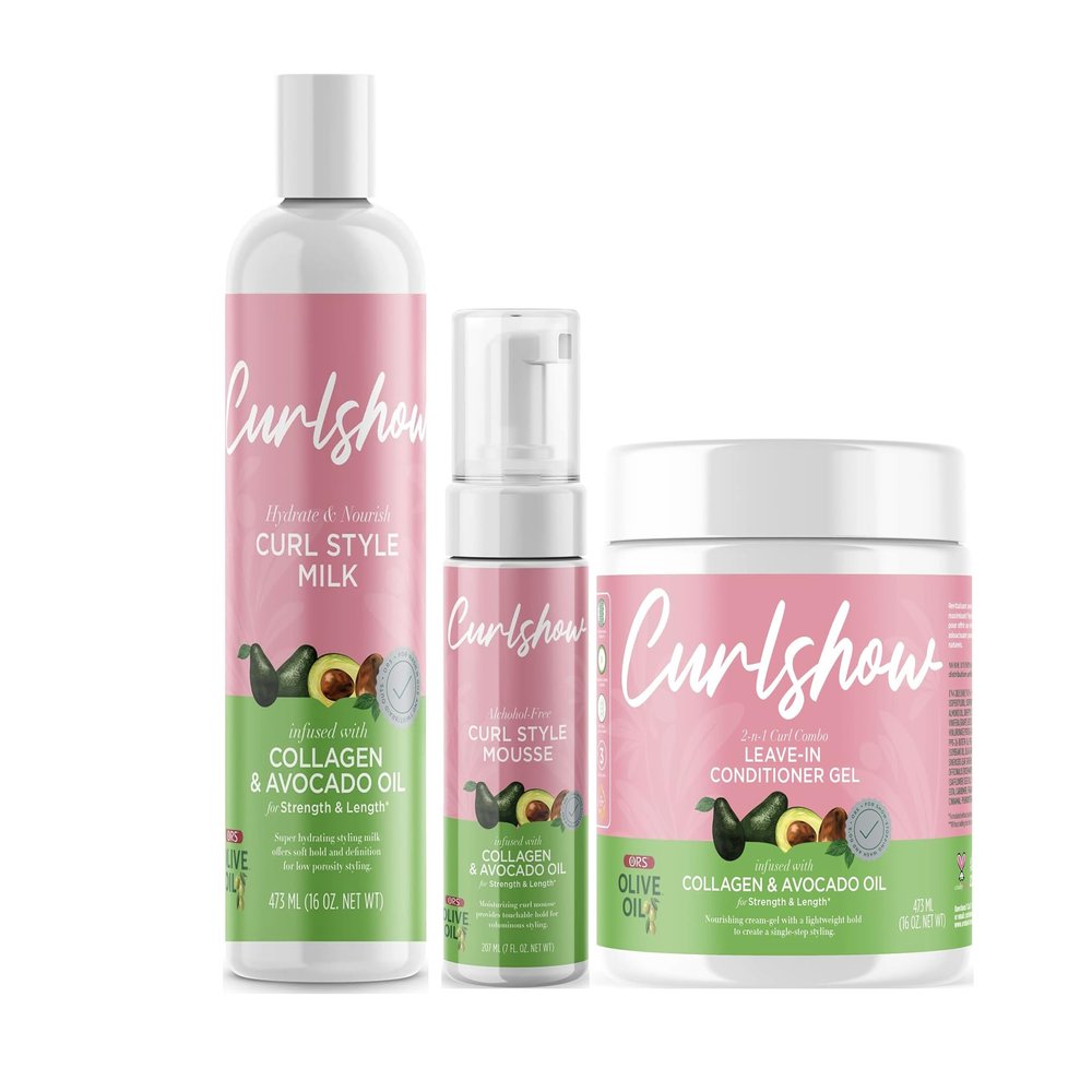 ORS Olive Oil Curlshow Curl Milk with Collagen, Avocado Oil & Conditioner Gel - Bundle