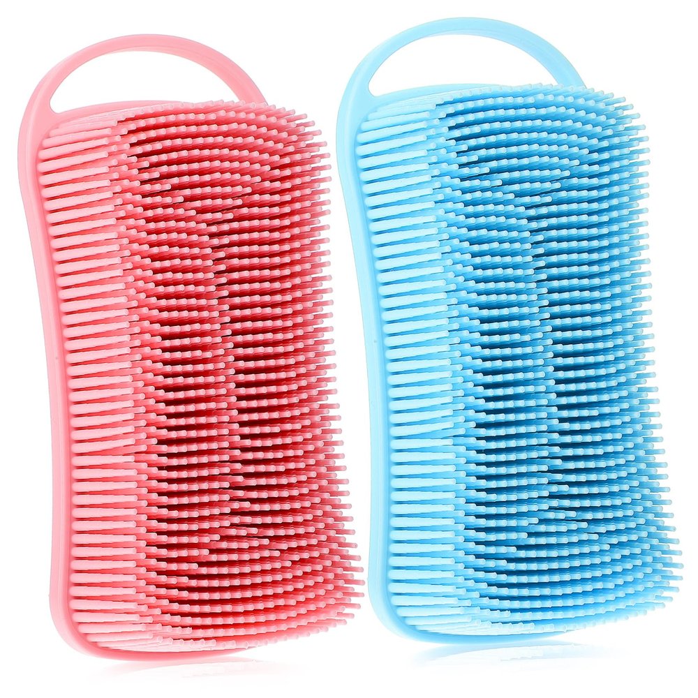 Ipetboom 2pcs Silicone Body Scrubber Brushes Soft Bathing Brushes for Exfoliating and Deep Cleaning for Shower Use Gentle Skin Space-Saving Design and