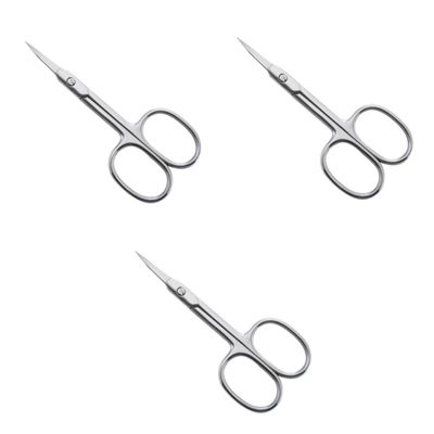 FRCOLOR 3pcs Professional Beauty Scissors Stainless Steel Eyebrow Shears Grooming Kit and Curved Tips for Travel