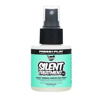 The Doux SILENT TREATMENT Anti-Frizz Heat Protectant Spray for Curly Hair 30-Day Humidity Shield Hairspray with Keratin & Corn Starch Travel Size Hair Styling Spray, 2 oz