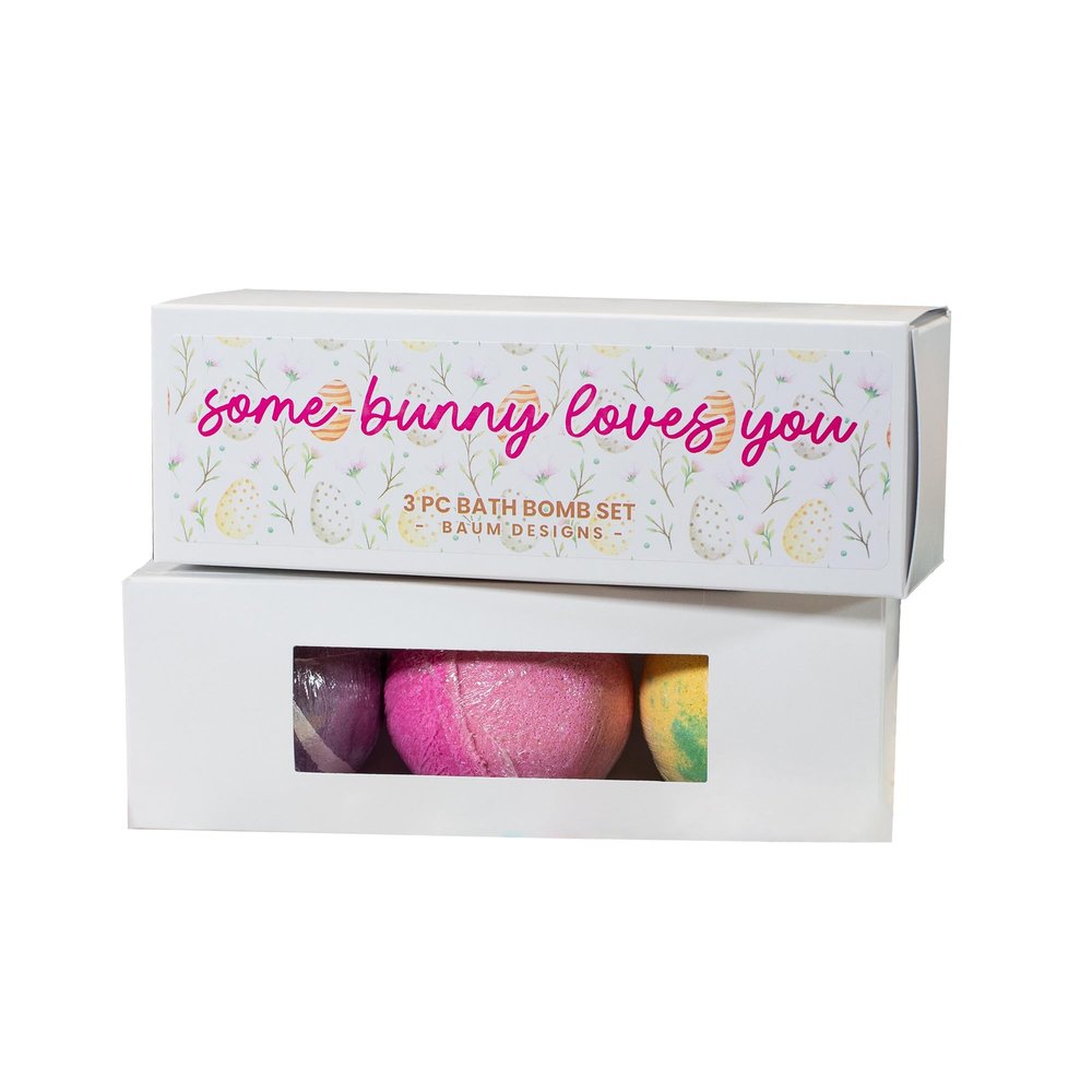 Easter Bath Bomb Set - 3pc, Easter Basket Stuffers For Girls Teens Kids Children (Some Bunny Loves You)