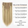 Hair Extensions 120G Real Hair Extensions Clip in Human Hair Natural Silky Straight Hair Extensions Balayage Clip in Hair Extehsions Golden Brown P8/613 Mixed Bleach Blonde Hair Extensions Clip in ( S view 2
