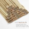 Hair Extensions 120G Real Hair Extensions Clip in Human Hair Natural Silky Straight Hair Extensions Balayage Clip in Hair Extehsions Golden Brown P8/613 Mixed Bleach Blonde Hair Extensions Clip in ( S view 3