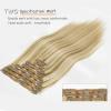 Hair Extensions 120G Real Hair Extensions Clip in Human Hair Natural Silky Straight Hair Extensions Balayage Clip in Hair Extehsions Golden Brown P8/613 Mixed Bleach Blonde Hair Extensions Clip in ( S view 4