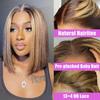 12 inch Bob Wig Human Hair 13x4 Ombre Bob Lace Front Wigs 180% Density HD Transparent Ombre Frontal Bob Wigs Pre Plucked with Baby Hair Short Straight view 2