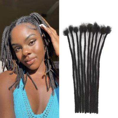 10Inch 0.6cm Width 20 Strands Natural Black Loc Extension Human Hair Full Handmade Permanent Locs Extensions Can Be Dyed and Bleached for Men/Women/Kids Real Dreadlock Extensions Human Hair