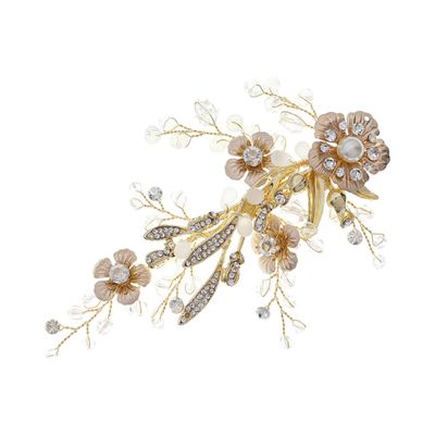 Beatifufu Elegant Pearl Edge Hair Clip for Women Bridal Hairpin Floral Hair Pin Flower Clip for Wedding Party Prom