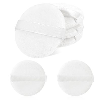 6 PCS Setting Powder Puff, 2 Inch Small Round Makeup Pads with Ribbon, Soft Velour Eye Shadow Foundation Blender Sponge Makeup Tools for Loose Powder & Liquid Cosmetic