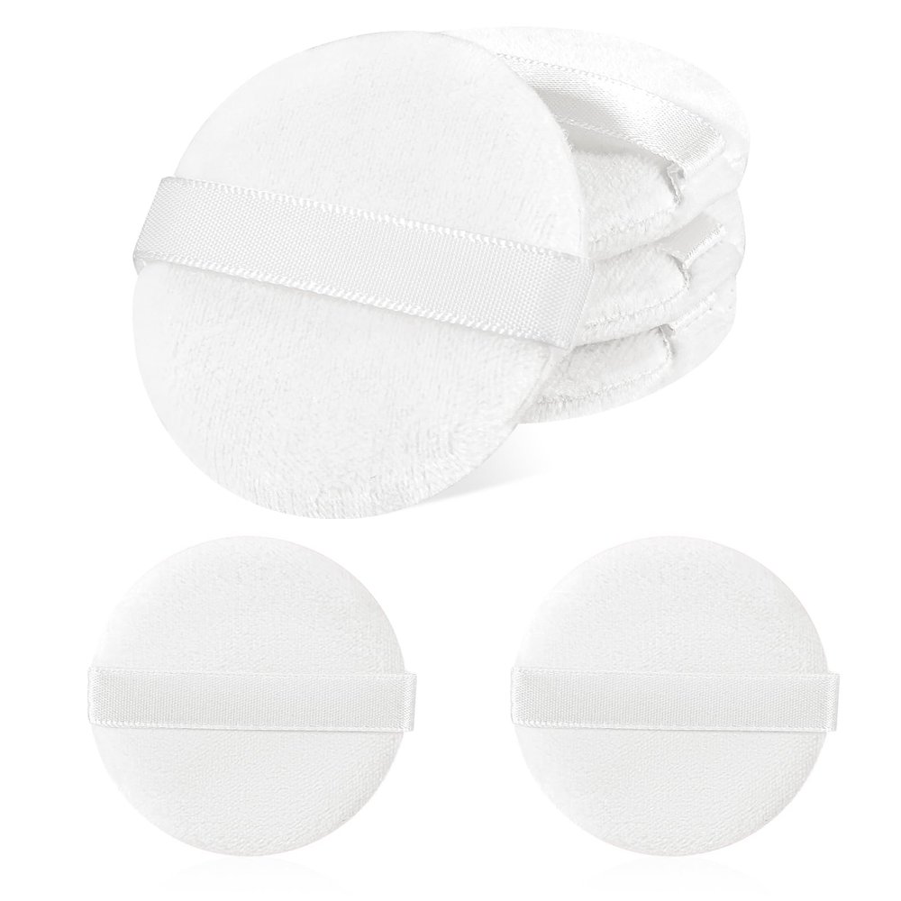 6 PCS Setting Powder Puff, 2 Inch Small Round Makeup Pads with Ribbon, Soft Velour Eye Shadow Foundation Blender Sponge Makeup Tools for Loose Powder & Liquid Cosmetic