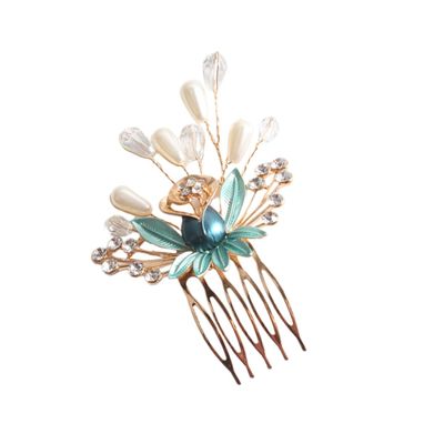 Beatifufu Bridal Hair Comb Manmade and Crystals Elegant Green Wedding Headpiece for Special Occasions for Brides Parties and Anniversaries