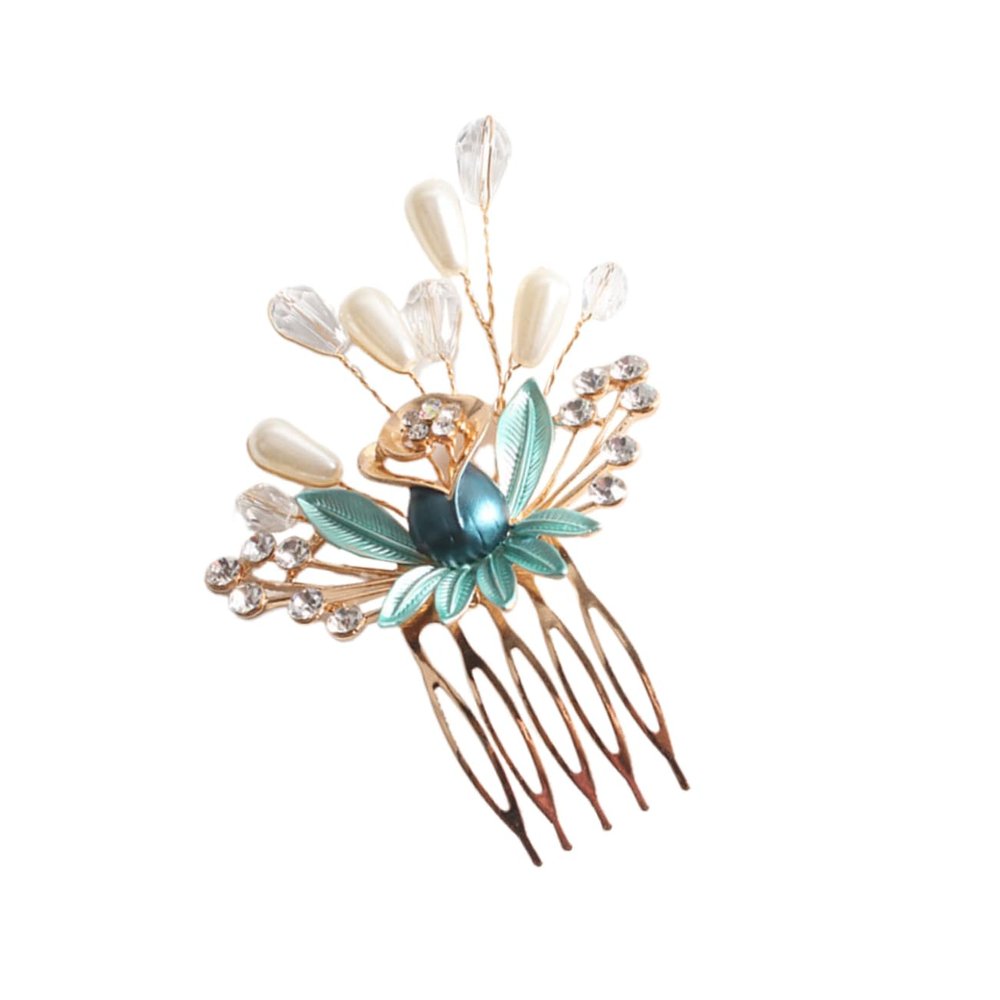 Beatifufu Bridal Hair Comb Manmade and Crystals Elegant Green Wedding Headpiece for Special Occasions for Brides Parties and Anniversaries