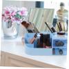 Amosfun Makeup Desk Organizer with Drawers Large Capacity Storage Box for Cosmetics Stationery and Toiletries for Dresser Bathroom and Desktop Use Blue view 2