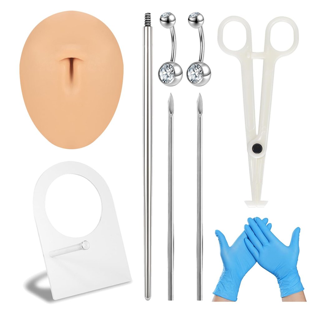 6ixGosh Soft Silicone Body Parts Model Elegant DIY Body Piercing Kit Human Body Part Displays Set Silicone Ear Mouth Nose Eye Tongue Navel Model for Piercing Practice and Jewelry Display, Belly Button