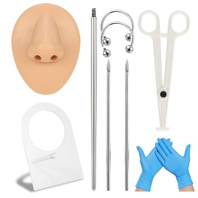 6ixGosh Soft Silicone Body Parts Model Elegant DIY Body Piercing Kit Human Body Part Displays Set Silicone Ear Mouth Nose Eye Tongue Navel Model for Piercing Practice and Jewelry Display, Nose