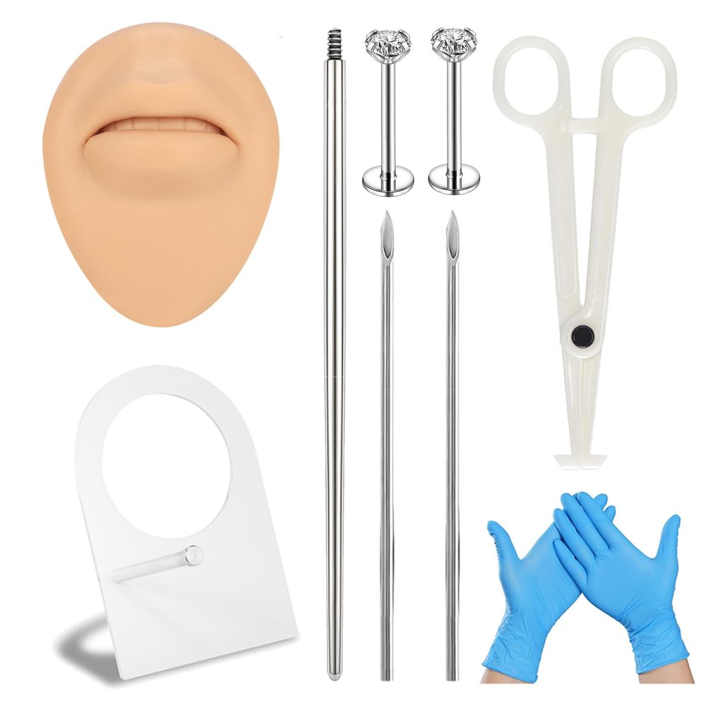 6ixGosh Soft Silicone Body Parts Model Elegant DIY Body Piercing Kit Human Body Part Displays Set Silicone Ear Mouth Nose Eye Tongue Navel Model for Piercing Practice and Jewelry Display, Lip