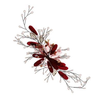 Beatifufu 1pc Red Flower Bridal Hair Clip Floral Headdress for Weddings Versatile Hair Accessory for Brides Flower Girls and Special Occasions