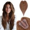Benehair Hair Toppers for Women Real Human Hair 100% Remy Human Hair Pieces for Women with Thinning Hair 8 * 10cm Lace Silk Base 12 Inch 35g Clip in Hair Extensions Golden Brown view 1