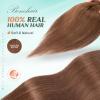 Benehair Hair Toppers for Women Real Human Hair 100% Remy Human Hair Pieces for Women with Thinning Hair 8 * 10cm Lace Silk Base 12 Inch 35g Clip in Hair Extensions Golden Brown view 2