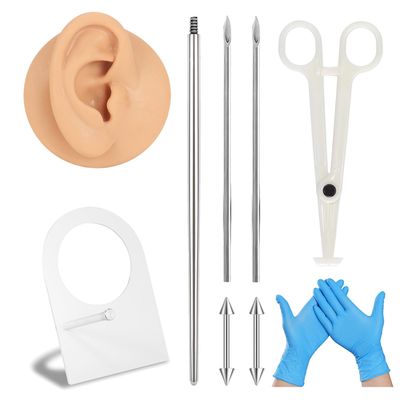 6ixGosh Soft Silicone Body Parts Model Elegant DIY Body Piercing Kit Human Body Part Displays Set Silicone Ear Mouth Nose Eye Tongue Navel Model for Piercing Practice and Jewelry Display, Right-ear