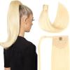 16 inch Ponytail Extension Human Hair 75g #60 Platinum Blonde 100% Remy Human Hair Ponytail Long Straight Wrap Around Ponytail One Piece Hairpiece for Women view 1