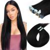 18 inch Tape in Hair Extensions Human Hair Invisible Straight Tape Hair Extensions for Women 20 Pcs/50g Seamless Skin Weft Real Hair Extension Tape ins Human Hair #1 Jet Black view 1