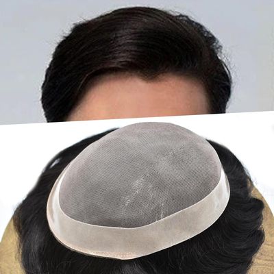 Hair System Toupee for Men Fine Mono Lace Mens Toupee Human Hair Replacement System Durable NPU Monofilament Hair Piece For Men 1B# OFF BLACK9x11 120% medium density