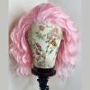 Imeya Pastel Pink Wig Short Curly Bob Wig Free Part, Synthetic Lace Front Short Pink Wigs for Women, Light Pink Short Bob Wig Heat Resistant Fiber Curly Wig for Daily Party Cosplay Costume view 2