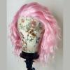 Imeya Pastel Pink Wig Short Curly Bob Wig Free Part, Synthetic Lace Front Short Pink Wigs for Women, Light Pink Short Bob Wig Heat Resistant Fiber Curly Wig for Daily Party Cosplay Costume view 3