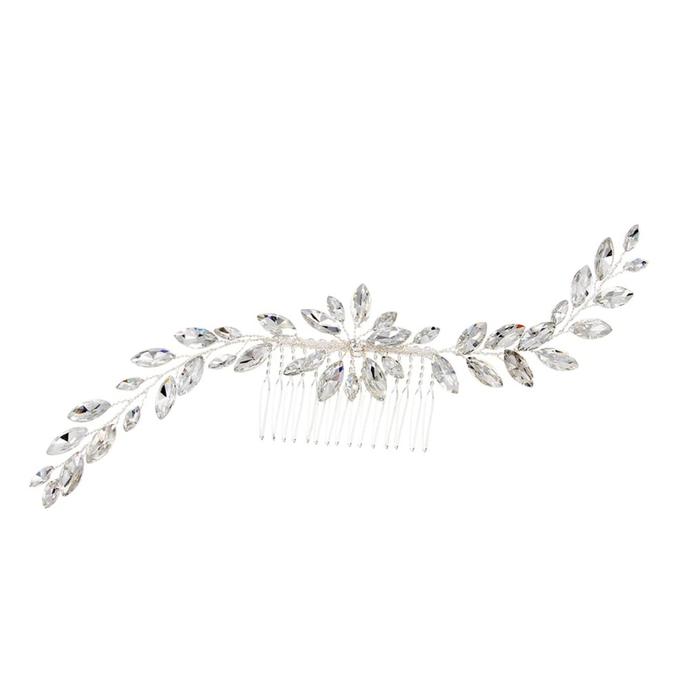 Beatifufu Handmade Rhinestone Hair Comb Bridal Jewelry Comb for Wedding Party Half-up Half-down Elegant for Women