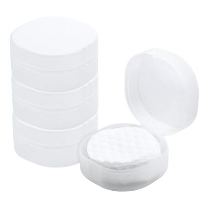 Etenpo Plastic Cotton Round Holder Cosmetic Cotton PadHolder Multiple Colors Portable Travel and SealedSuitable for Makeup Remover BallsBeads 4 Pack (Whitish-Transparent)