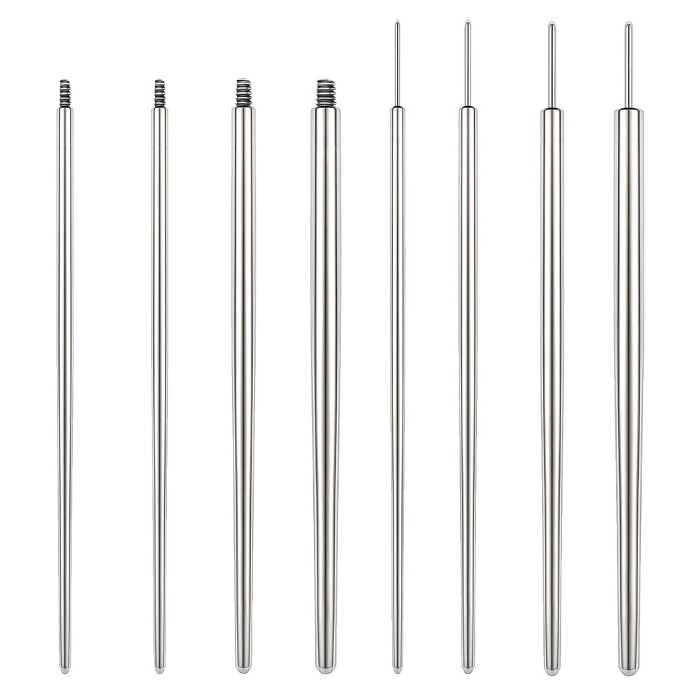 6ixGosh 20G 18G 16G 14G Piercing Taper Insertion Pins Stainless Steel Screw On Threadless Insertion Pin Taper for Nose Lip Ear Cartilage Monore Tragus Helix Body Piercing Stretching Kit