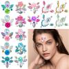 16Pcs Face Gems Stickers with Women Girls Diamond Forehead Sticker Rhinestones Pearl Spring Theme Flowers Decoration Festival Party Self-Adhesive DIY Body Art Decals view 1