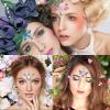 16Pcs Face Gems Stickers with Women Girls Diamond Forehead Sticker Rhinestones Pearl Spring Theme Flowers Decoration Festival Party Self-Adhesive DIY Body Art Decals view 2
