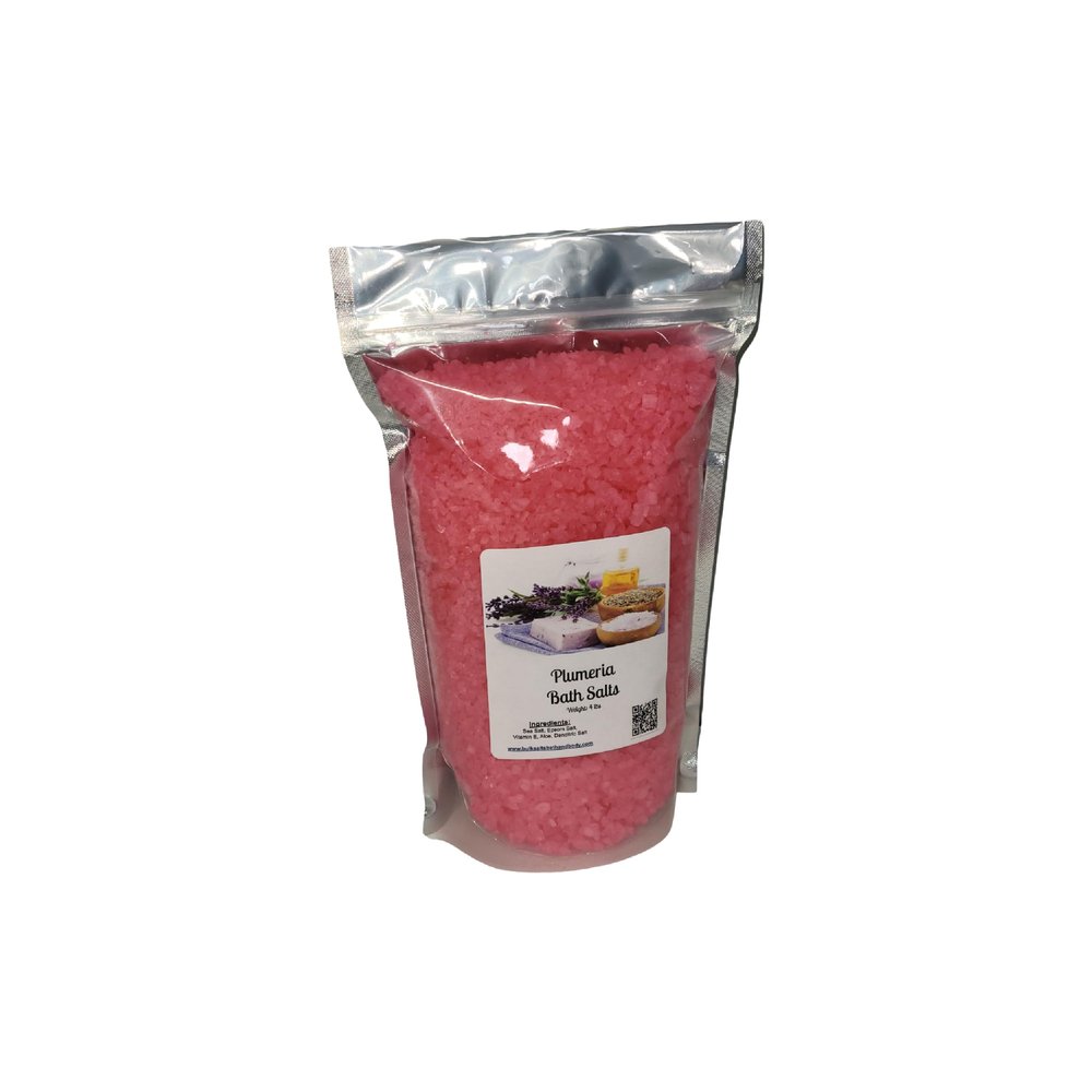 Bath Salts | 4lb Bag (64oz.) | Choose Your Scent | Epsom Salt | Sea Salt| Bathing | Body Care | Beauty | Relaxation | Spa | Pedicure | Manicure | Soak (Plumeria)