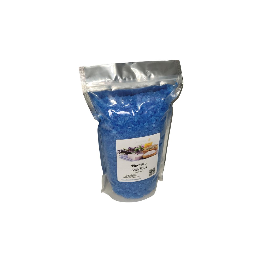 Bath Salts | 4lb Bag (64oz.) | Choose Your Scent | Epsom Salt | Sea Salt| Bathing | Body Care | Beauty | Relaxation | Spa | Pedicure | Manicure | Soak (Blueberry)