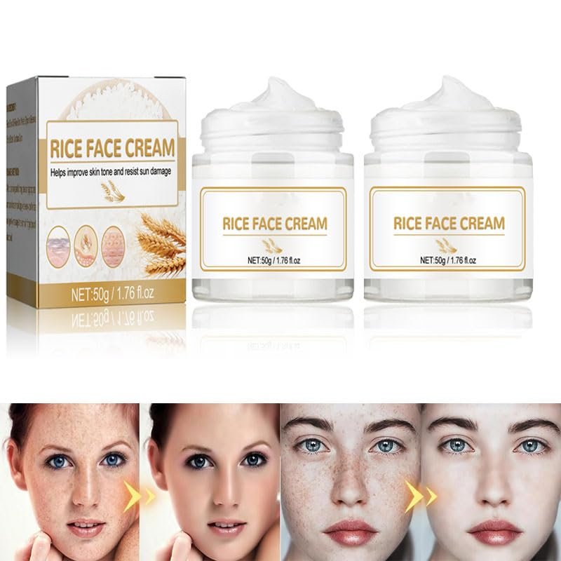 1/2/3/5pcs crema de arroz para blanquear la piel,crema para las manchas de la cara,Cremas para Las Manchas de La Cara Oscuras, crema de arroz para la cara blanquear (2pcs,50ml)