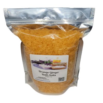 Bath Salts | 4lb Bag (64oz.) | Choose Your Scent | Epsom Salt | Sea Salt| Bathing | Body Care | Beauty | Relaxation | Spa | Pedicure | Manicure | Soak (Orange Ginger)