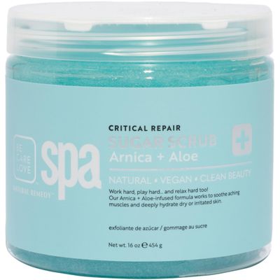 BCL Spa Critical Repair Sugar Scrub - Professional Exfoliating Body Scrub for Dry Rough Skin & Calluses with Arnica & Aloe- Self Care for Women and Men, Made in USA, 16 oz