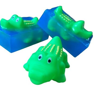 Alligator toy embedded glycerine soap bar great stocking stuffer, gift soap, fun soap, Easter basket filler