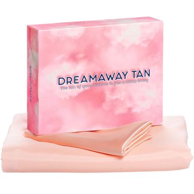 Dreamaway Self Tan Sleep Sack Silky Satin Travel Sheet with Sewn-in Pillow Holder, 2 Easy Access Zippers and Bonus Pillow Case Spray Tanning Lotion Stain Protection
